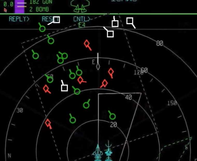 ディスプレイに表示される追尾中の航空機